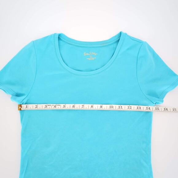 Lilly Pulitzer Turquoise Haley Crew Neck Top Short Sleeve T-Shirt/ Tee - Size XS - Picture 9 of 11